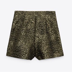 High Waist Brocade Shorts